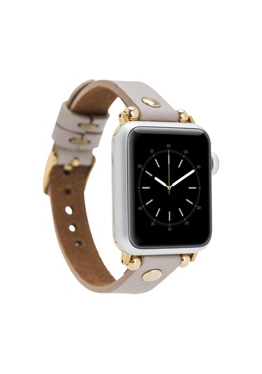 Globe Apple Watch Deri Kordon Altın Perçin