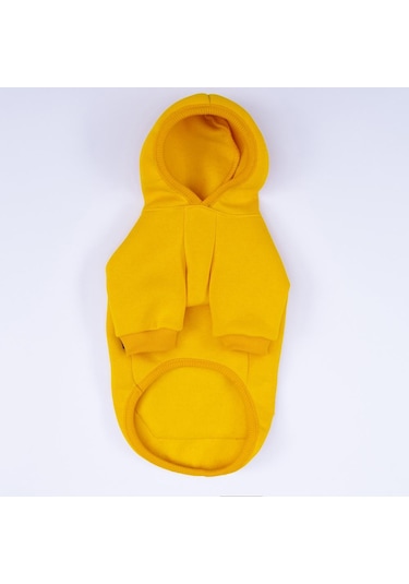 Sarı Kanguru Cepli Kedi-köpek Hoodie- Sweatshirt Kedi Köpek Kıyafeti