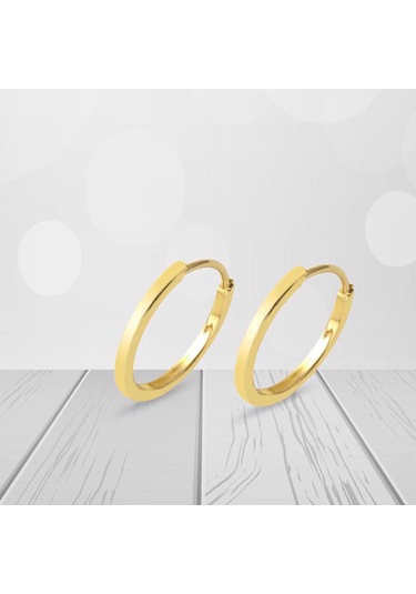 2,5 Cm Çaplı 14 Ayar Altın Halka Küpe