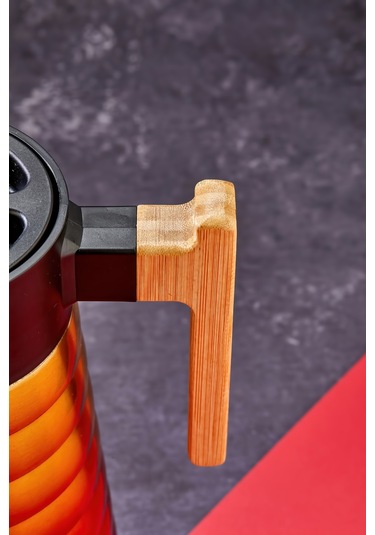 Cooker Ckr2097 2 L Çift Katmanlı Paslanmaz Çelik Termos Bambu Saplı - 12 Saat Sıcak 24 Saat Soğuk Piknik, Ofis, Otel, Kafe, Okul Krmızı-sarı