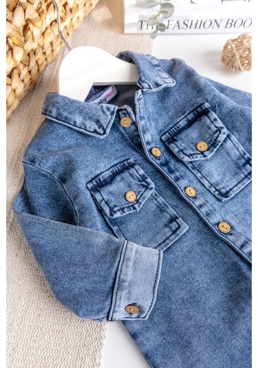 Esnek Erkek Bebek Kot Tulum 100% Cotton mavi