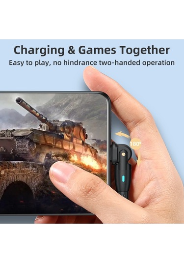 Enkay 180 Derece Dönen Usb'den Type-c 3a Hızlı Şarj Veri Kablosu Led Işıkla, Uzunluk: 1m Kırmızı