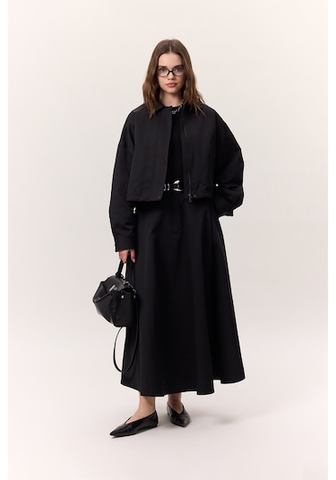 Premıum Geniş Etek Siyah Siyah