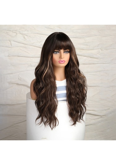 Uzun Kıvırcık Kahverengi Saç Peruk Doğal Ve Hacimli Dalgalı Bukleler Saçaklı Kadın Pe Isıya Dayanıklı Peruk Kaynak Çıtçıt 58638773