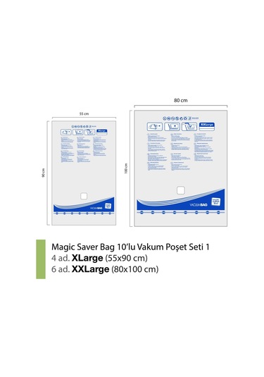Magic Saver Bag 10'Lu Vakumlu Poşet Seti 1