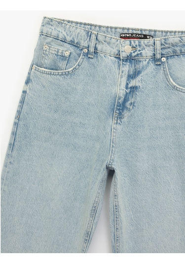 Koton Normal Bel Pamuklu Vintage Straight Fit Jean Pantolon Açık İndigo 6wam40018ıd Açık İndigo
