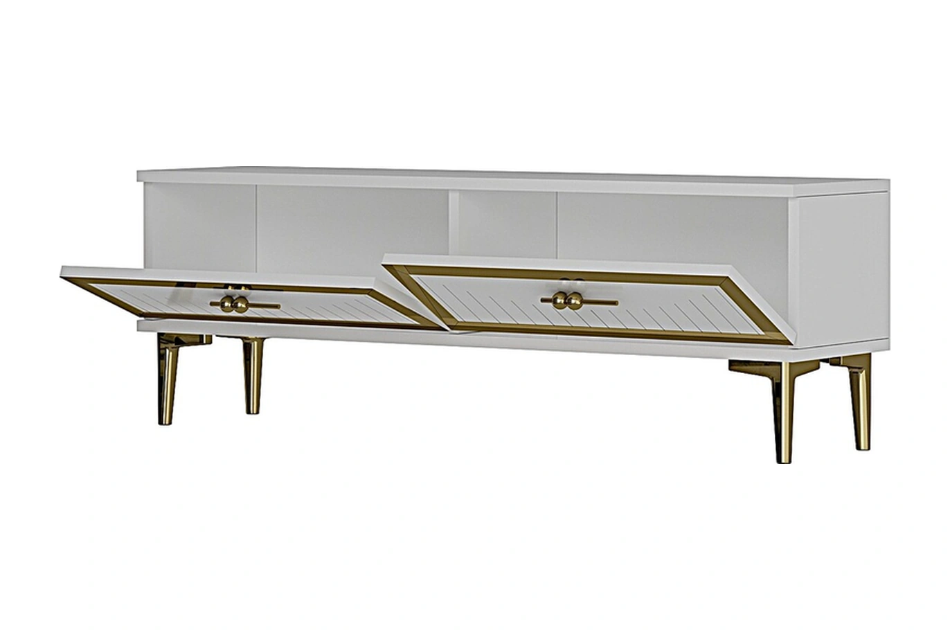 Tsa1204bg - Tunatv120 Tv Stand, Tv Sehpası Beyaz-gold 120cm Beyaz