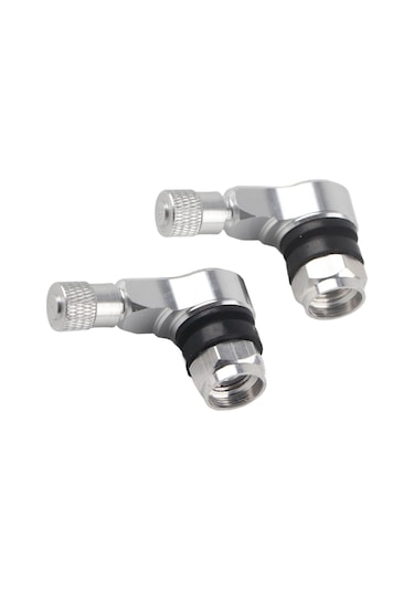 Konesam Alüminyum Alçıksız Motosiklet Lastik Valfi Gümüş - 90 Derece, Hava Basıncı Kontrolü, Kaçak Engelleme, 1 Çift