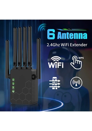 Xuweiwei Siyah Wıfı Genişletici Ev Ağ Sinyal Yükseltici 2.4ghz 36 Anten 360 Kapsama Ethernet Destekli