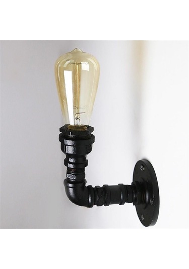 Endüstriyel Tasarım Vintage Duvar Aplik Borulardan Lamba Sarı