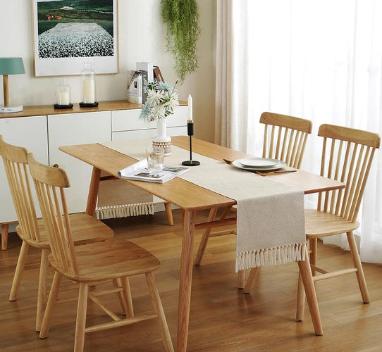 El Yapımı Saçak İle Pamuk Keten Masa Koşucu, Rustik Dokuma Jüt Köyü Yemek Odası Masa Koşucular Çuval Dekor Masa Koşucuları 33x160 Cm 115 X 145