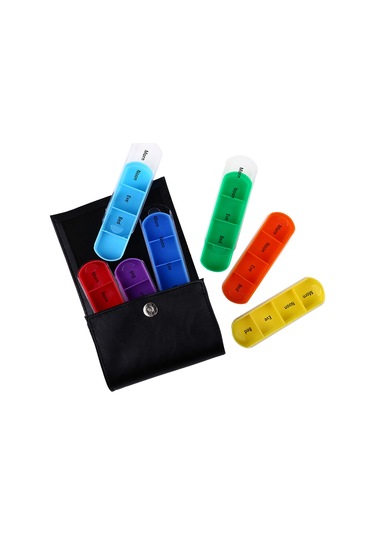 Suofeng Siyah Pu Deri Kutu 28 Bölmeli Haftalık İlaç Depolama Kutusu - Zaman Etiketli Taşınabilir İlaç Ayırma Kutusu Diğer