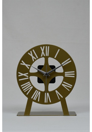 Roma Model Metal Lazer Kesim Akar Sessiz Mekanizmalı Masa Saati Gold