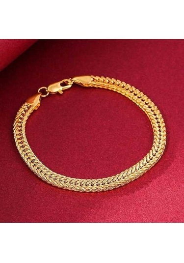 Flybuy Zarif Erkek 18k Altın Bileklik 6mm Yan Bilezik, 18k Altın, Taze Ve Tatlı, Seyahat Anı, Yıldönümü Hediyesi Sarı Altın