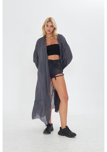 Kutaf Antrasit Ultra Soft Uzun İ Kimono Gri