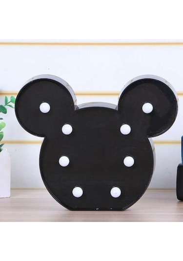 Fastbuy Led Mickey Mouse Head Gece Işık Kreş Yatak Odası Dekor Işık Lambası Bday Kıfj60 Siyah Siyah