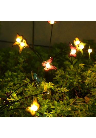 Kosona Güneş Enerjili Bahçe Aydınlatması 8'li Ip65 Su Geçirmez Demir Çelik Kelebek Dekoratif Işık Sıcak Işık
