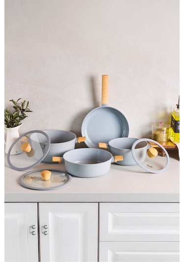 Danish Cook Grey İndüksiyon Tabanlı 7 Parça Tencere Seti Gri