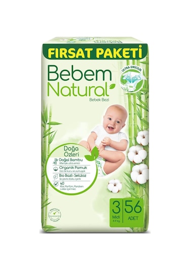 Bebek Bezi Midi 3 Beden Fırsat Paketi 56 Adet