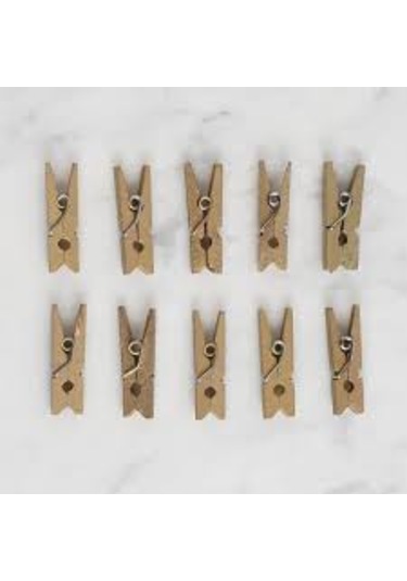 Ahşap Görünümlü Minik Ahşap Mandal Fotoğraf Asma Mandalı Parti Ve Süs Mandalı 10+