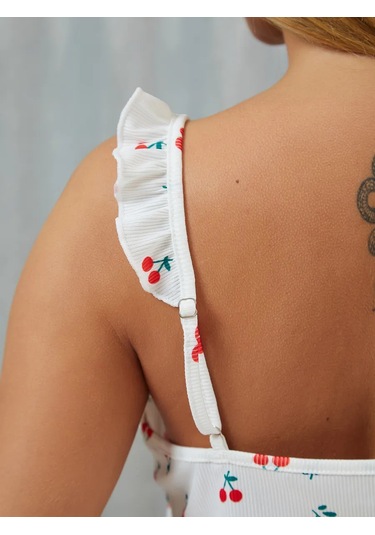 Urya+ Kadın Ribana Pijama 437135828 Beyaz