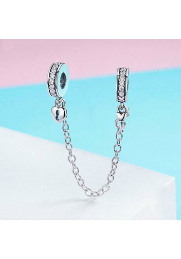 Fastbuy S925 Ayar Gümüş Kalp Kolye, Emniyet Zinciri, Çok Renkli Modeller Çok Renkli