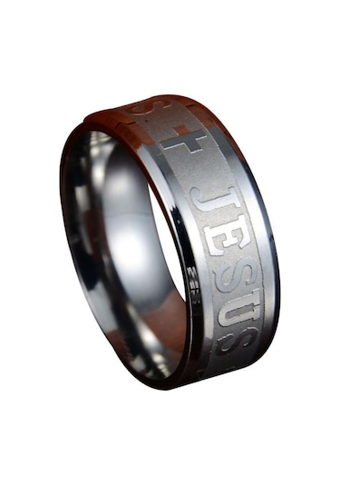 Gümüş Serin Unisex Paslanmaz Çelik İsa Haç Hıristiyanlık Parmak Yüzük Band Takı Us 10