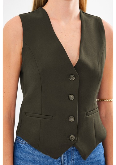 Bigdart 6796 Kısa Dokuma Yelek - Haki 001