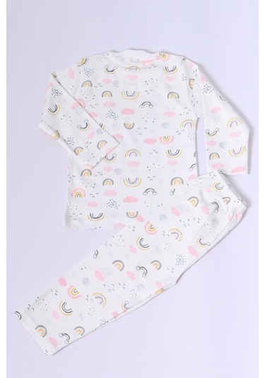 Hçm Bebek Pamuk Pijama Takımı Tenkli Baskılı Bisiklet Yaka A2 Pembe