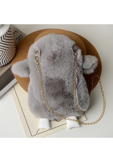 Sevimli Peluş Bebek Sırt Çantası-gri Gri