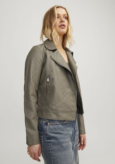 Jack & Jones Kadın Fermuar Detaylı Deri Ceket - Gail 12206262 Brindle Siyah