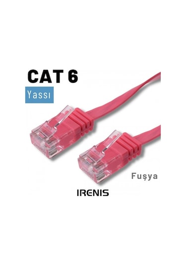 Irenis CAT6 Kablo Yassı Ethernet Network Lan Ağ İnternet Kablosu 7.5 M Fuşya