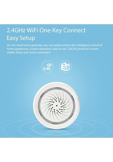 Novahub Akıllı Ev Alarm Siren - Wifi Bağlantılı, 100db Sesli Uyarı, Sıcaklık/nem Sensörlü, Tuya Uyumlu Beyaz, Küçük Boyutlu Beyaz