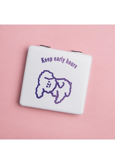 Sevimli Şekiller Kara Cep Aynası 1 Adet-1634 Beyaz