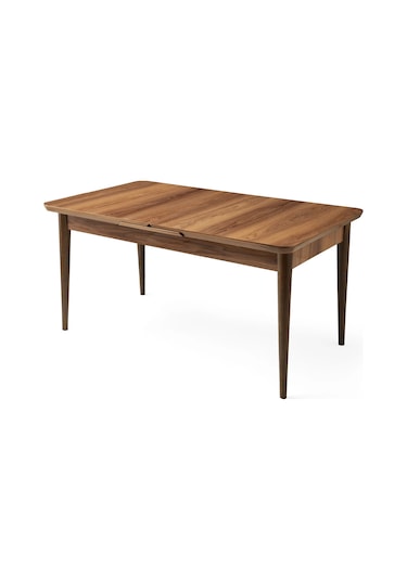 Kelebek Ceviz Renk Ahşap Salon Yemek Masa Sandalye Takımı 4 Sandalyeli Ortadan Açılır Büyüyen 80x130 Ceviz-krem