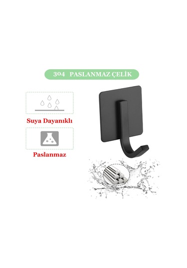 Ardini Kendinden Yapışkanlı Askılık Mat Siyah 03 Pakette 5 Adet Çok Renkli