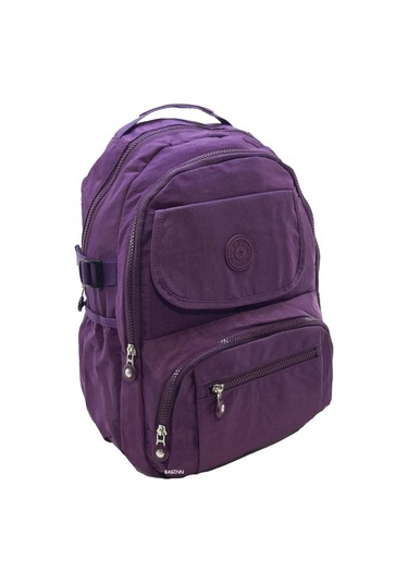Baginn Kadın Sırt Çantası Çok Cepli Yağmur Geçirmez Hafif Kumaş Sırt Çantası Bordo Renk Mor