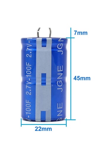 2.7v 100f Süper Kapasitör 22x45mm
