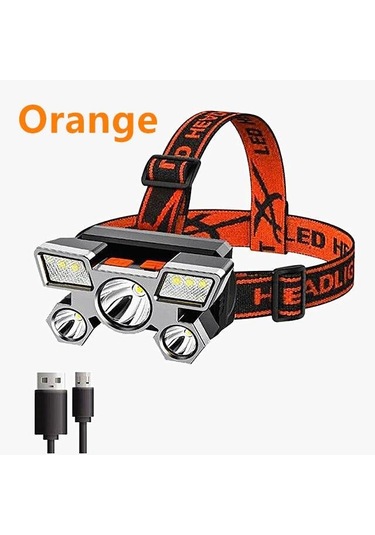 Yaban Mersini Yc Led Far Güçlü Işık Süper Parlak Kafaya Monte El Feneri Açık Şarj Edilebilir Gece Balıkçılık Far 5 Işık Kaynakları Mor