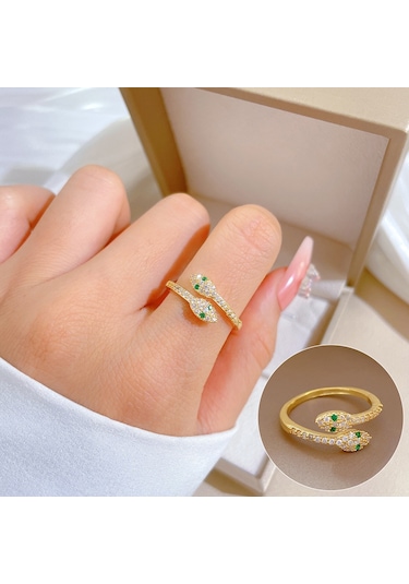 Geometrik Elmas Taşlı Yuvarlak İnci Yüzük No.47 Çok Renkli