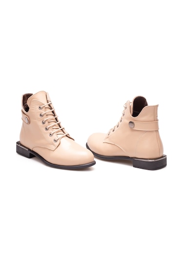 TwoEğoist Kadın Hakiki Deri Bilek Boy Kısa Topuk Tasarım Şık Bot