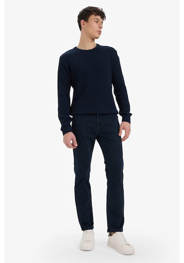 Defacto Standart Fit Bisiklet Yaka Basic Dokulu Triko Kazak E0811ax25wnnv64 Lacivert