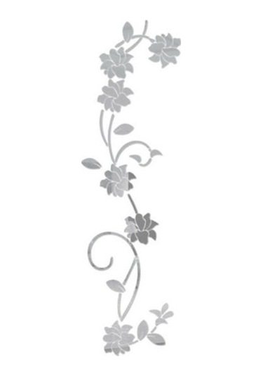 Çıkarılabilir 3d Sanat Duvar Resmi Çiçek Şekli Ayna Duvar Çıkartmaları Çıkartma Gümüş