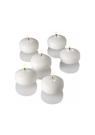 12 Li Çap 5 Cm Beyaz Yüzen Mum Beyaz