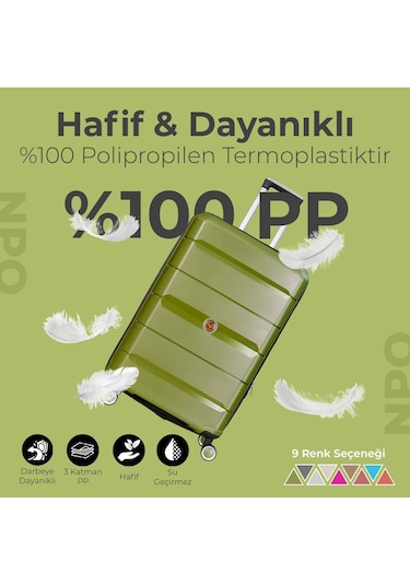 Npo Diamond Pp Polipropilen Büyük Ve Orta Boy 2'li Kırılmaz Valiz Seti-siyah Siyah