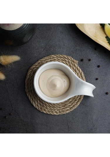 P.l. Proff Cuisine Sosluk 80 Ml 12x7,5x3,8 Cm Saplı Beyaz Porselen 2'li Paket 300732091 Beyaz