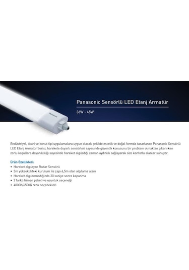 Panasonıc Sensörlü Beyaz Işık 36w Led Etanj Armatür 865