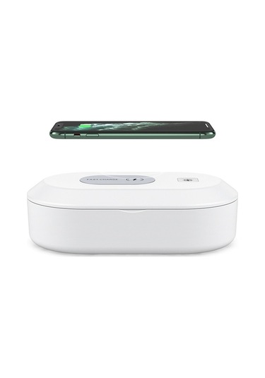 Pazly 2'li Kablosuz Şarj Ve Uv Temizleyici - Hızlı Şarj & Telefon Dezenfektan Kutusu Beyaz Beyaz