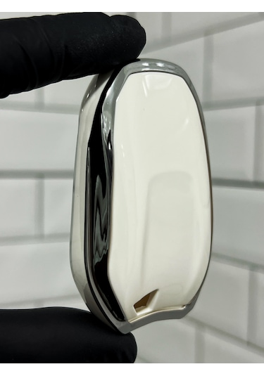 Peugeot 208 308 408 508 2008 3008 5008 Uyumlu Anahtar Kılıfı Beyaz - Gümüş