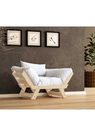 Woodesk Adalar Masif Natural-kırık Beyaz Renk Berjer Cpt8141-140 Kırık Beyaz